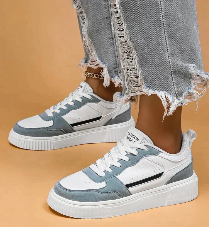 Amélie | Femme Sneakers Blancs en Cuir Souple et Mesh Respirant 1