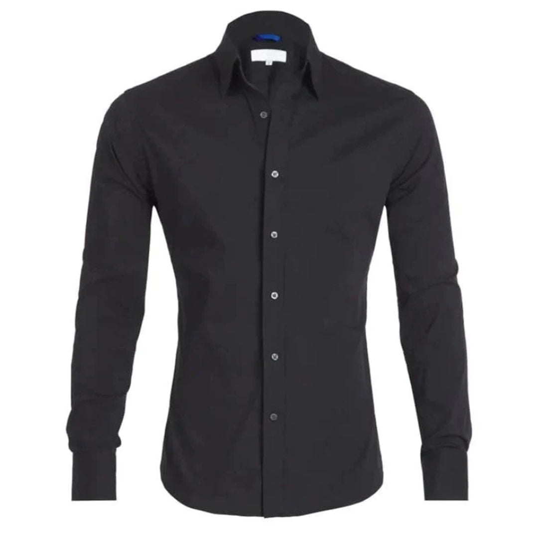 Maxime | Homme Chemise Ajustée Noire à Col Sophistiqué-2