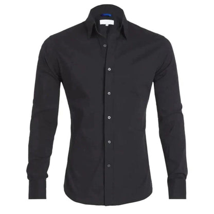 Maxime | Homme Chemise Ajustée Noire à Col Sophistiqué-2
