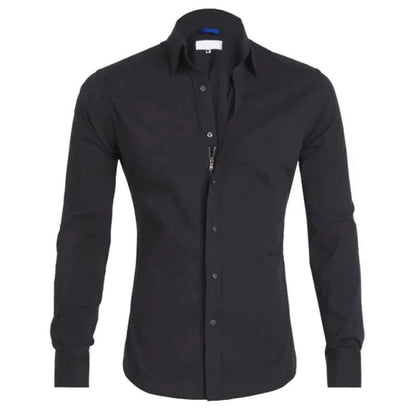 Maxime | Homme Chemise Ajustée Noire à Col Sophistiqué-3