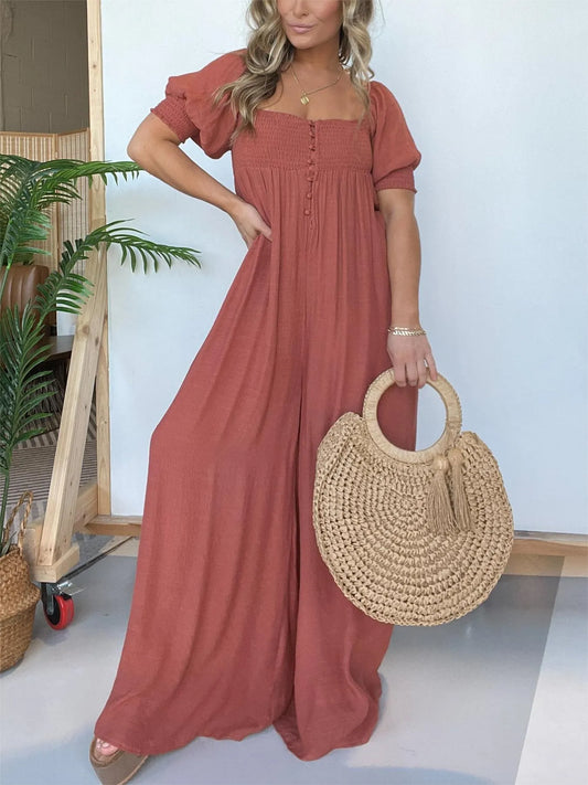 Margaux | Femme Robe Longue Smockée à Détails Boutonnés 1