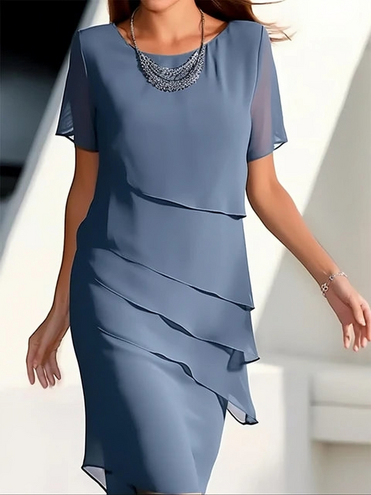 Margaux | Femme Robe Midi Légère avec Volants Élégants 1