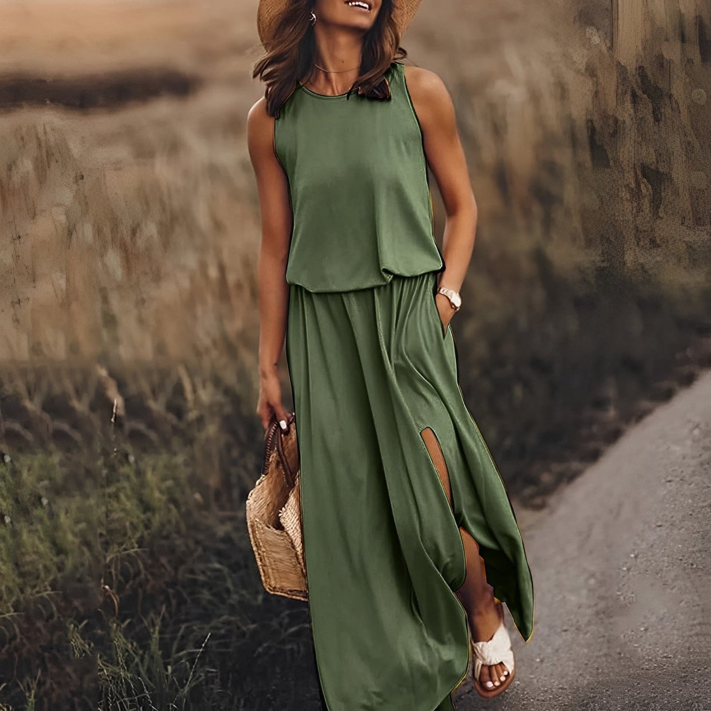Manon | Femme Robe Longue Été Imprimée Rétro 3