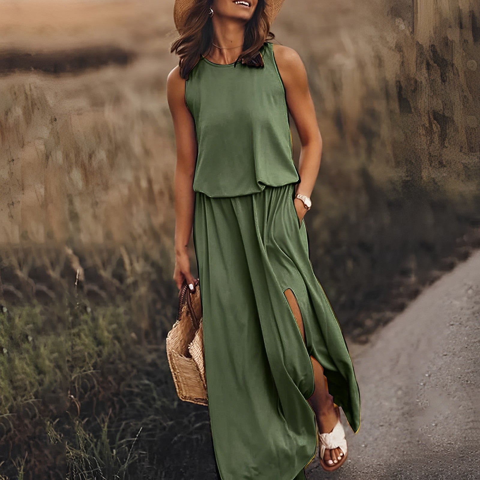 Manon | Femme Robe Longue Été Imprimée Rétro 3