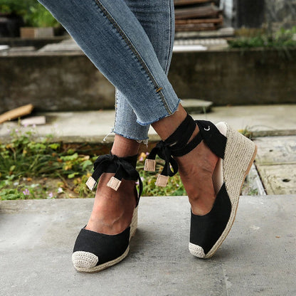 Élodie | Femme Sandales à Talons Compensés en Dentelle 7