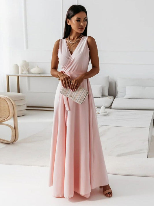 Anouk | Femme Robe de Soirée Col V Élégante avec Détails Raffinés-1