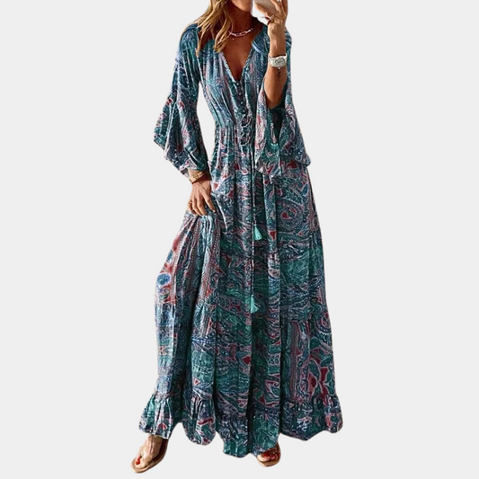 Gabrielle | Femme Robe Longue Bohème à Imprimé Floral 0