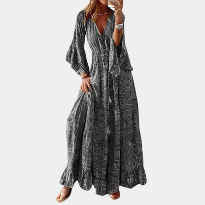 Gabrielle | Femme Robe Longue Bohème à Imprimé Floral 1