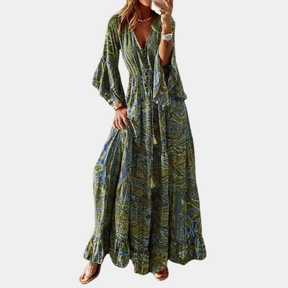 Gabrielle | Femme Robe Longue Bohème à Imprimé Floral 2