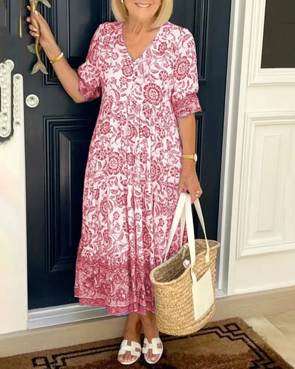 Gabrielle | Femme Robe Longue Fleurie Décolleté en V 2