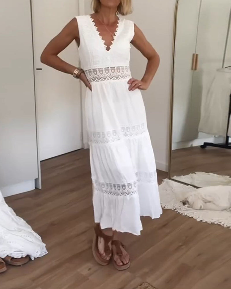 Gabrielle | Femme Robe Midi en Dentelle avec Détails Bohèmes 1
