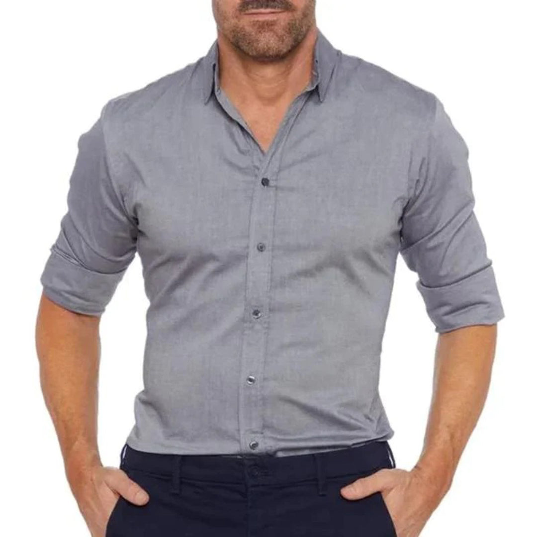 Maxime | Homme Chemise Ajustée Noire à Col Sophistiqué-5