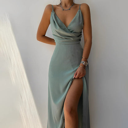 Léa | Femme Robe de Soirée Longue Chic Décolleté Croisé-3