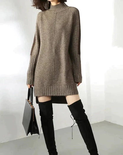 Gabrielle | Femme Robe Pull Longue Col Roulé en Maille Douce 2