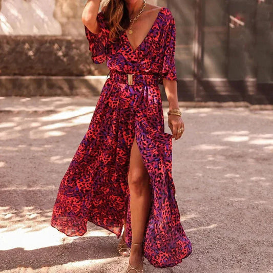 Victor | Femme Robe Longue Fleurie à Fente Haute 1
