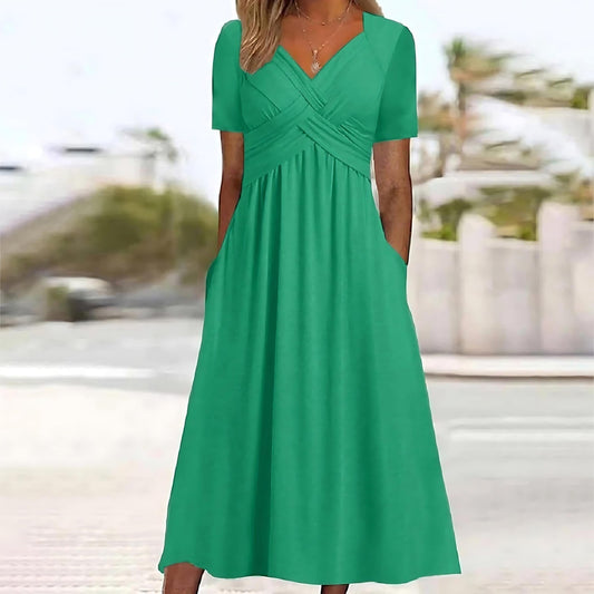 Margaux | Femme Robe Midi Imprimé Floral Col V Élégante 1