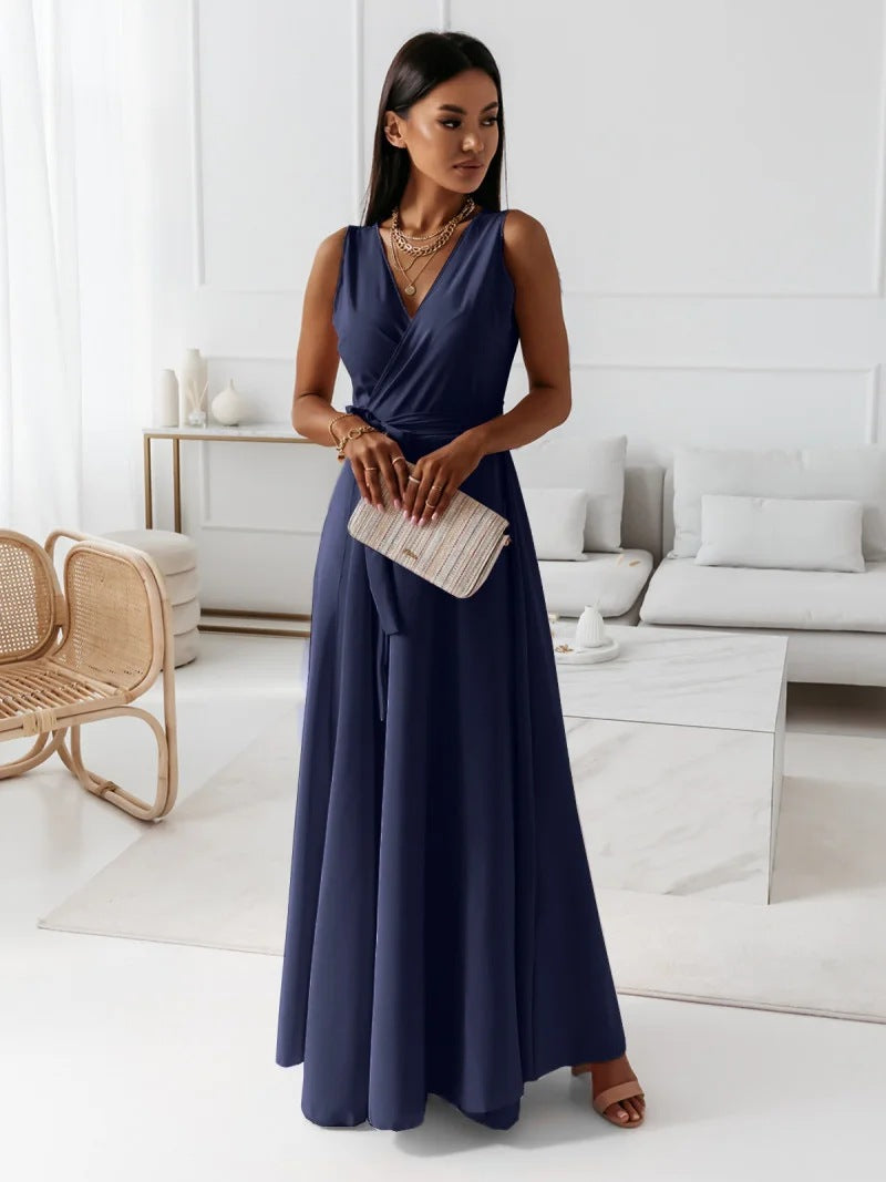 Anouk | Femme Robe de Soirée Col V Élégante avec Détails Raffinés-6