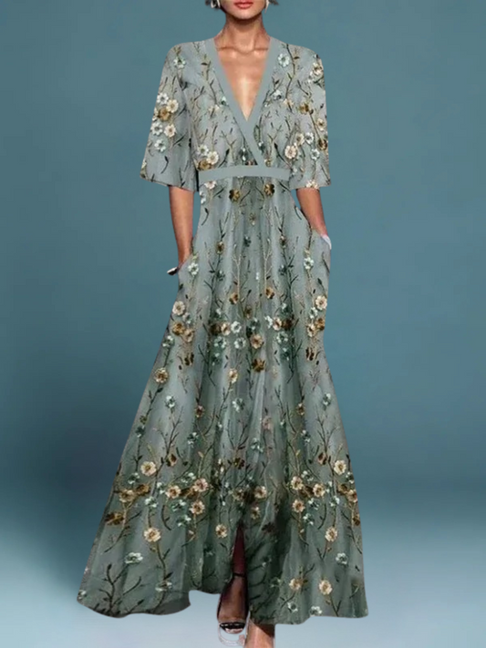 Camille | Femme Robe Longue Été Imprimé Floral Élégante-1