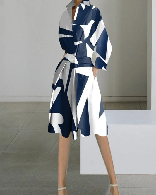Gabrielle | Femme Robe Midi Blanche Fluide à Col V et Poches 1