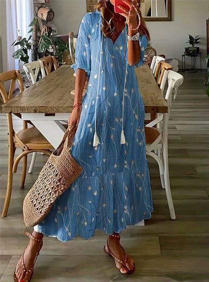 Variant image for Amélie | Femme Robe Longue Été Imprimé Floral Col V-31