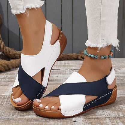 Gabrielle | Femme Sandales Compensées Élégantes à Panneaux en Cuir 4