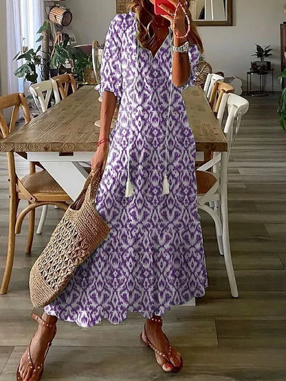 Variant image for Amélie | Femme Robe Longue Été Imprimé Floral Col V-25