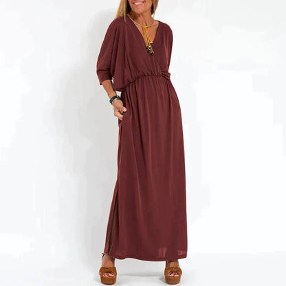 Camille | Femme Robe Longue Bohème Fleurie avec Ceinture Définissante 4