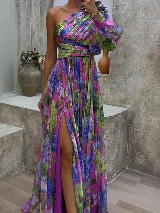 Élodie | Femme Robe Longue Fleurie Fente Sexy 1