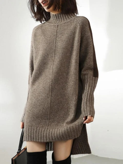 Gabrielle | Femme Robe Pull Longue Col Roulé en Maille Douce 1