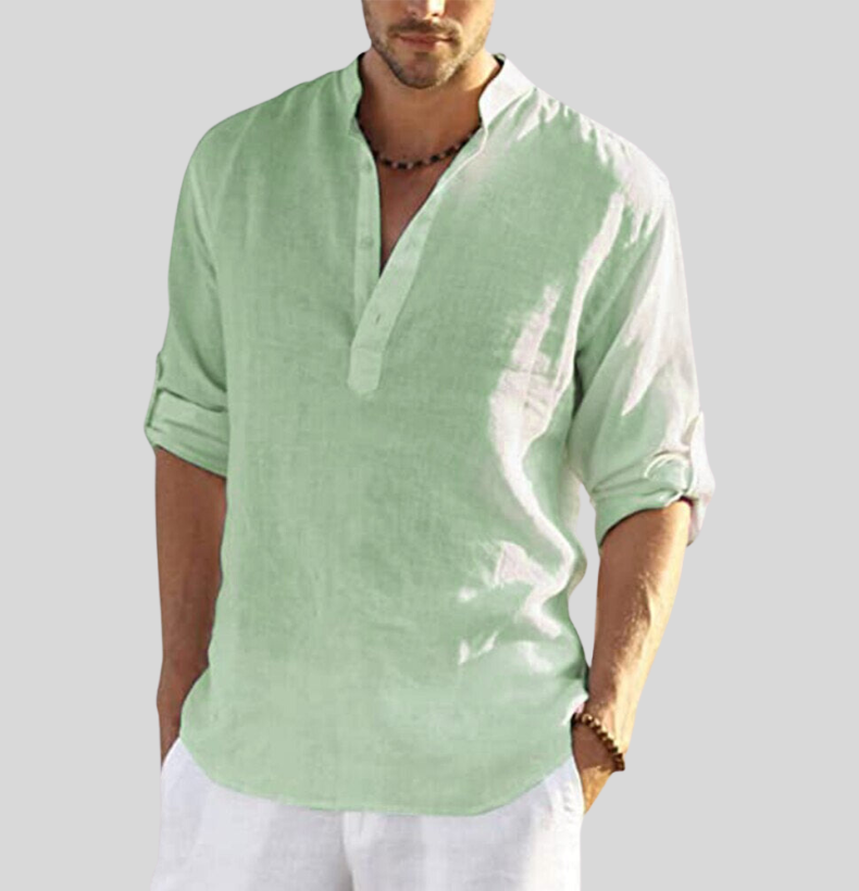Variant image for Maxime | Homme Chemise En Lin Col Henley Décontractée-25
