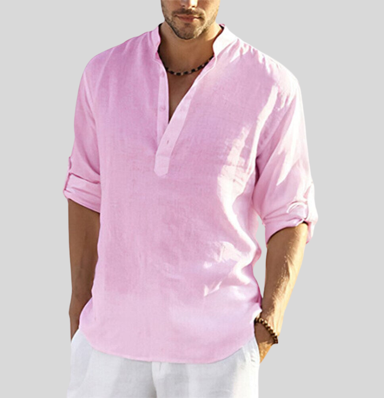 Variant image for Maxime | Homme Chemise En Lin Col Henley Décontractée-33