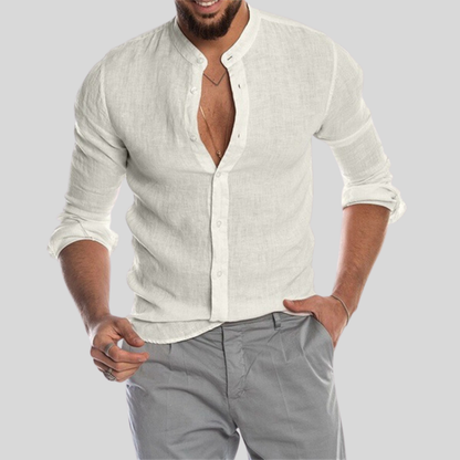Variant image for Hugo | Homme Chemise En Lin Doux Col Henley Ajustable-43