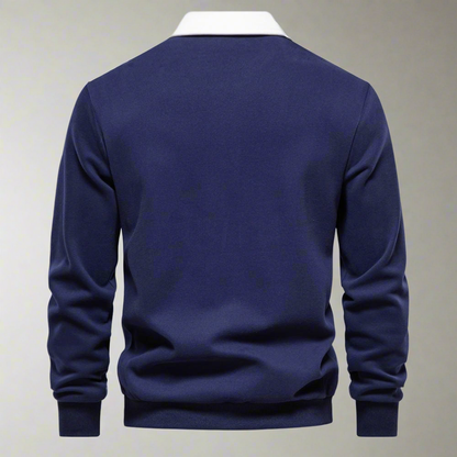 Maxime | Homme Pull Classique Noir Col Blanc Chic-6