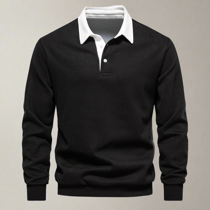 Variant image for Maxime | Homme Pull Classique Noir Col Blanc Chic-1