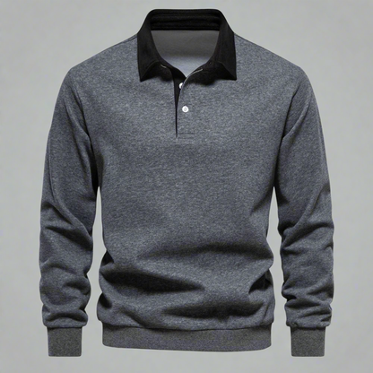 Maxime | Homme Pull Classique Noir Col Blanc Chic-4