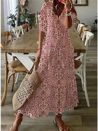 Camille | Femme Robe Longue Bohème Imprimé Floral Évasée 6