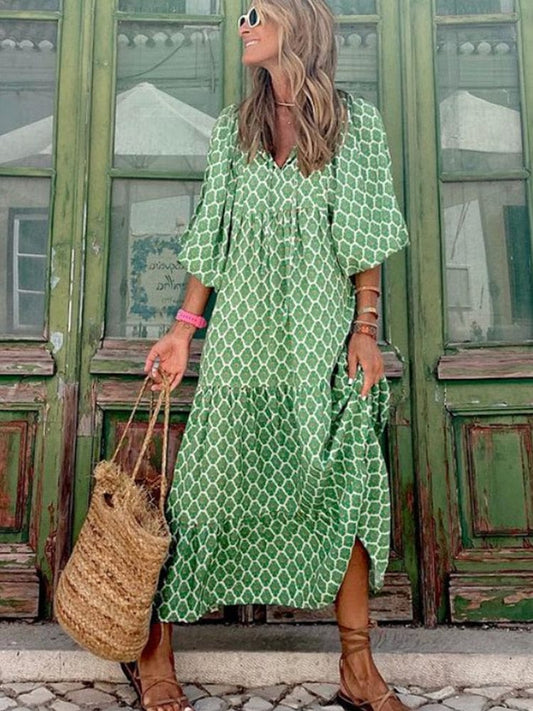 Margaux | Femme Robe Longue Fleurie Bohème Imprimé Été 1