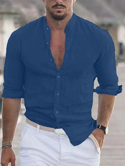 Hugo | Homme Chemise Lin Coupe Ajustée Col Mandarin-3