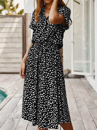 Variant image for Margaux | Femme Robe D'Été Chic Imprimé Pois Léopard Taille Nouée-6