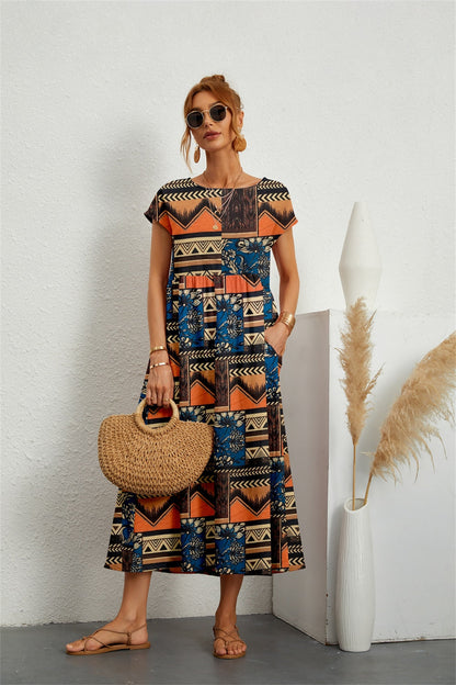 Variant image for Margaux | Femme Robe Midi Imprimée Florale en Coton et Lin-11