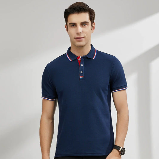 Maxime | Homme Polo Élégant à Col Coloré et Emblème Discret-1