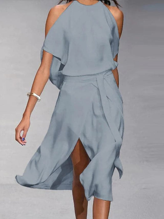 Camille | Femme Robe Midi Élégante à Épaules Dénudées Imprimé Floral 1