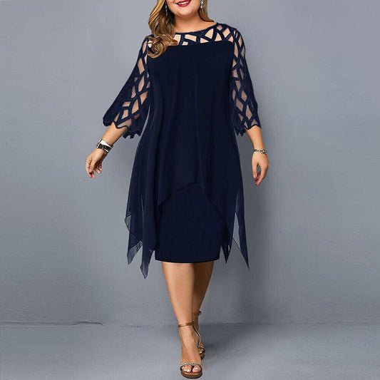 Maxence | Femme Robe Midi Chic Col Rond Dentelle 1