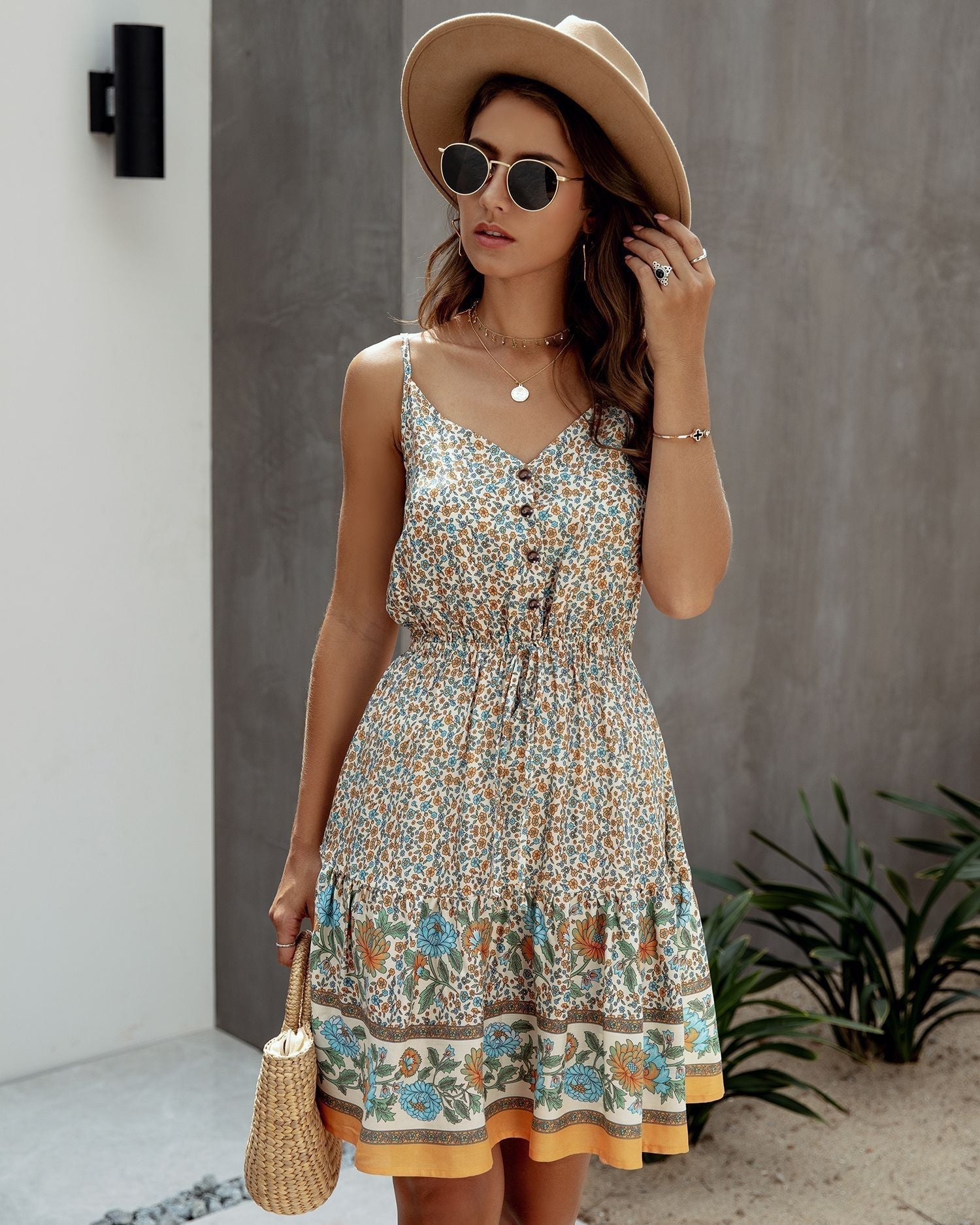 Camille | Femme Robe d'Été Chic Imprimé Floral Évasée 5