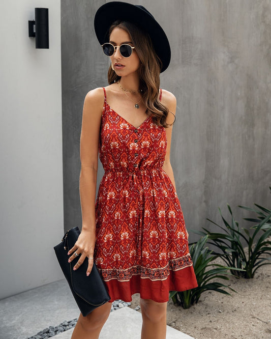 Camille | Femme Robe d'Été Chic Imprimé Floral Évasée 1