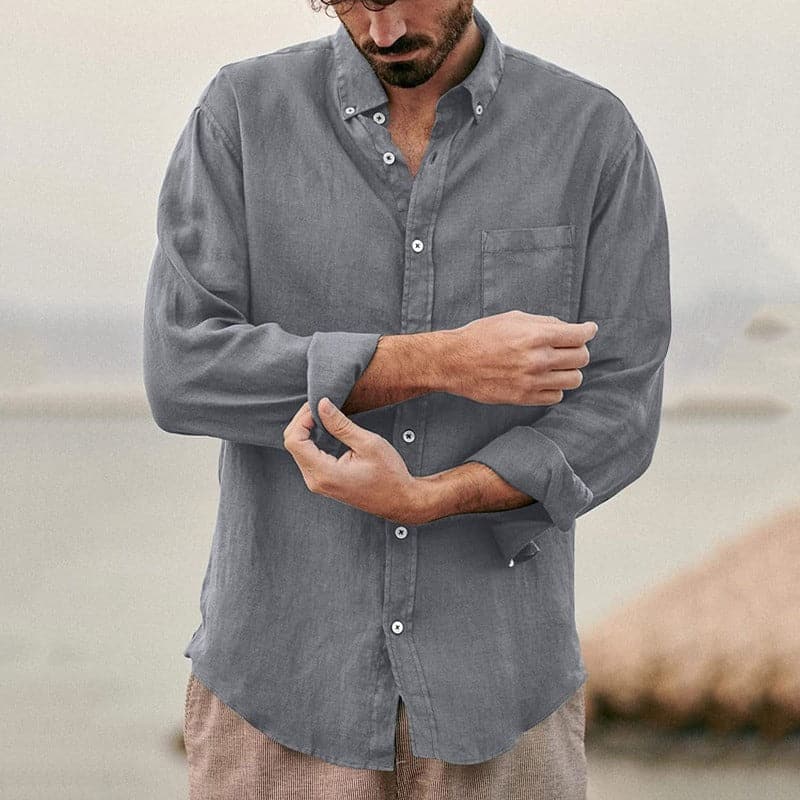 Jules | Homme Chemise En Lin Décontractée Avec Poche Et Détails Élégants-3