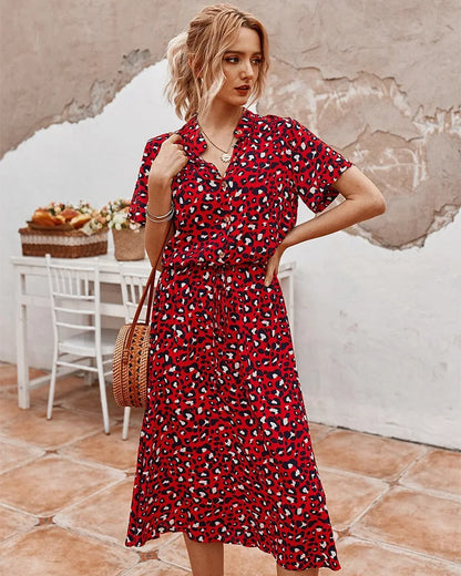 Variant image for Margaux | Femme Robe D'Été Chic Imprimé Pois Léopard Taille Nouée-20