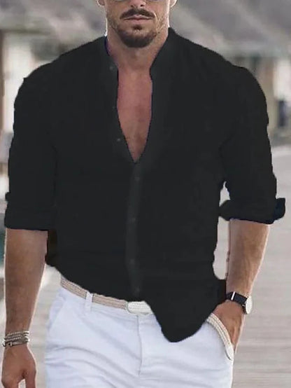 Variant image for Hugo | Homme Chemise Lin Coupe Ajustée Col Mandarin-36